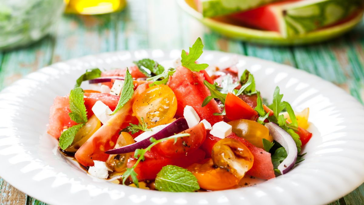 Watermelon Salad with Ginger Balsamic Dressing